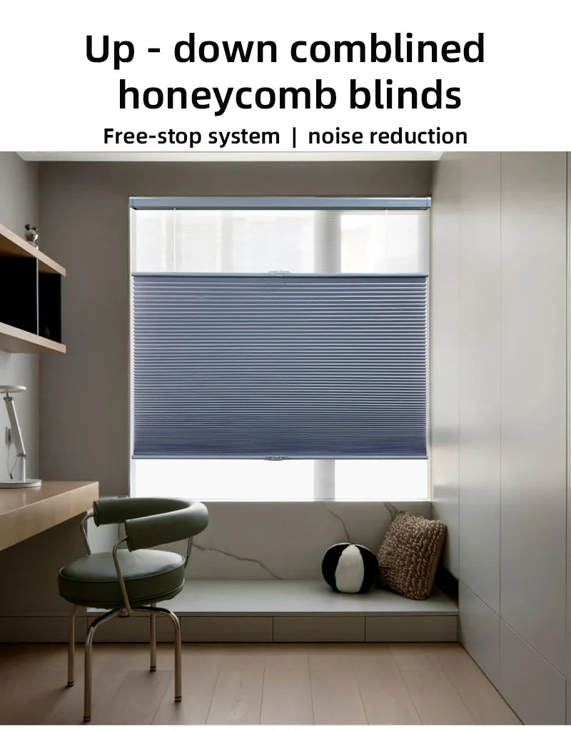 Cordless honeycomb cellular shade installed in a bright living room — UAM Blinds