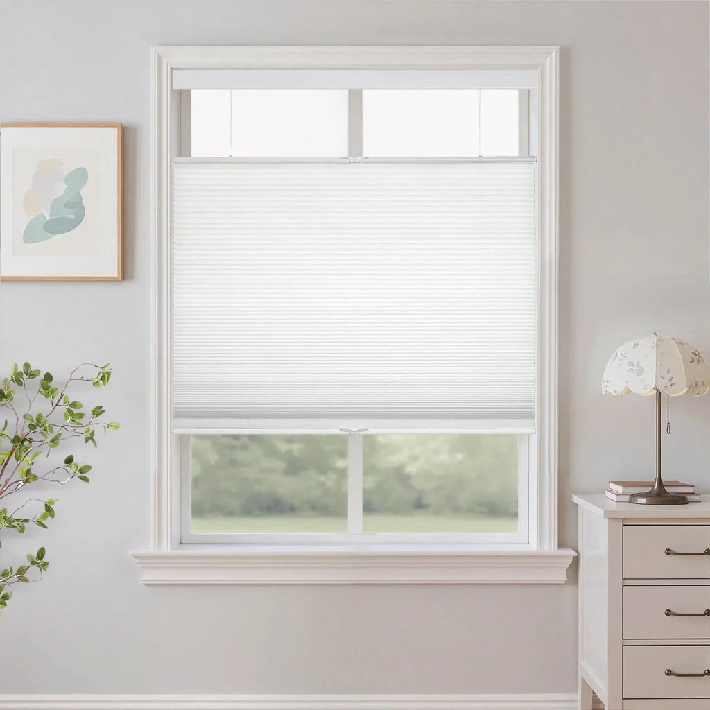 Semi-blackout up and down rider honeycomb curtain for soft natural light