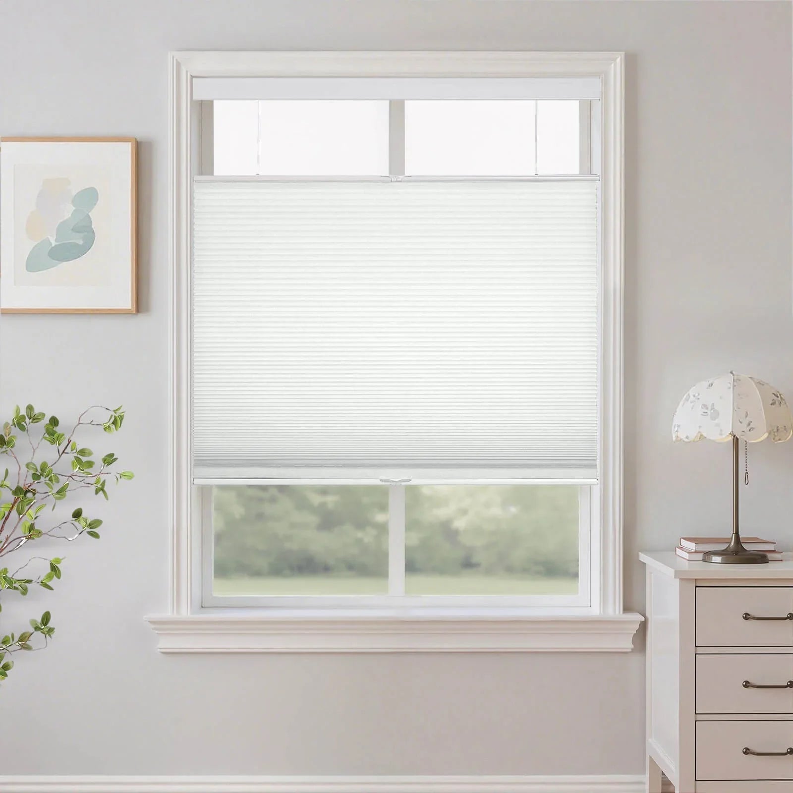 Semi-blackout up and down rider honeycomb curtain for soft natural light