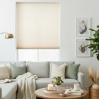 Double cell light filtering cellular shades in living room with soft diffused natural light — custom cordless honeycomb blinds for US, Canada and Australia
