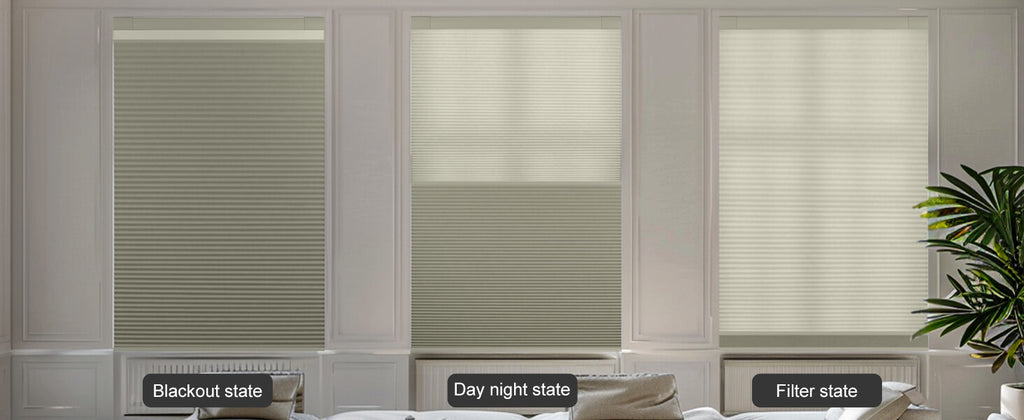 	Day and night cellular shades with light filtering and blackout honeycomb blinds — custom made by UamBlinds