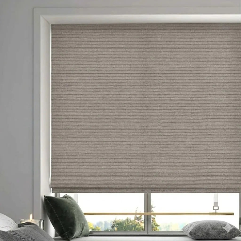Total Privacy Blackout Cordless Roman Shades for Master Bedroom