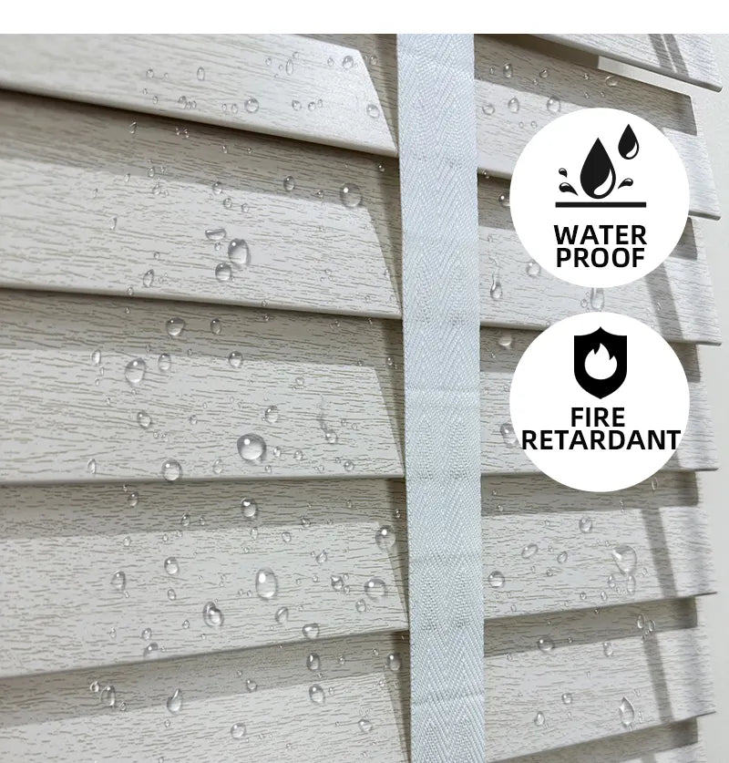 Custom Waterproof Cordless Faux Wood Blinds for Bathrooms and Kitchens