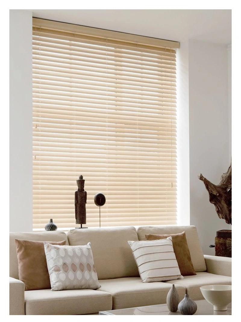 Custom Waterproof Cordless Faux Wood Blinds for Bathrooms and Kitchens