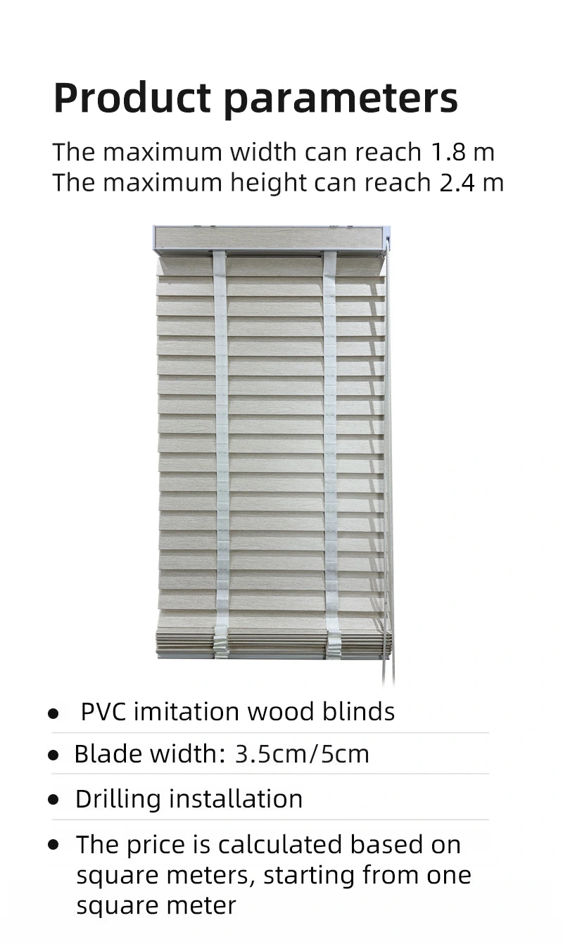 Custom Waterproof Cordless Faux Wood Blinds for Bathrooms and Kitchens