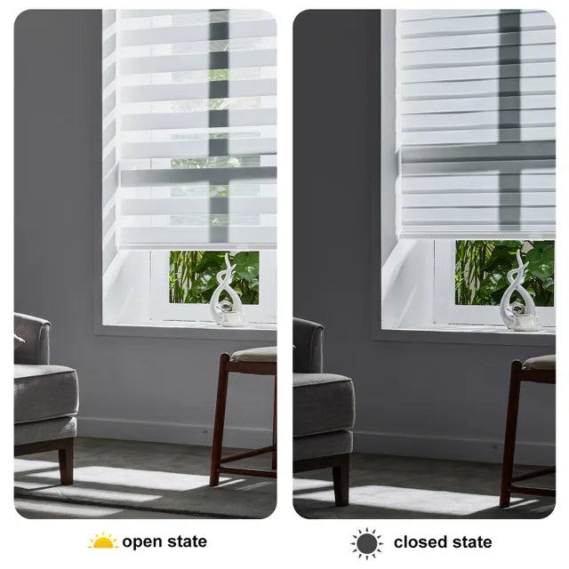 No Drill Zebra Blinds | Cordless Day Night Sheer Roller Shades – Easy Renter-Friendly Installation
